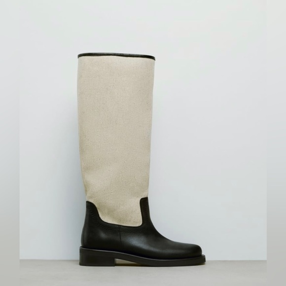Zara Combined Leather Knee High Boots - Picture 2 of 6